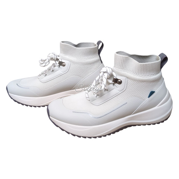 Vessi Stormburst High Women 8 White Granite Waterproof Knit DymaTex Sneaker Boot - Picture 3 of 10